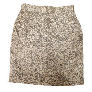 Gold & Black Floral Brocade Short Skirt Wedding Guest Church‎ Party Women's 8